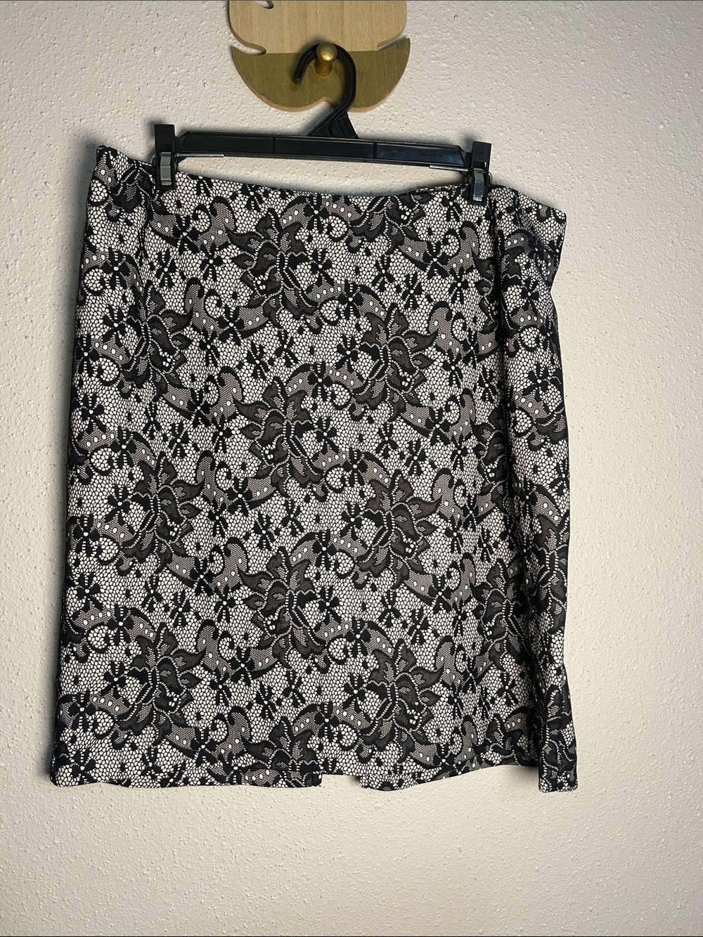Kelly & Diane Black & White Floral Lace-Print A-Line Skirt Size 12